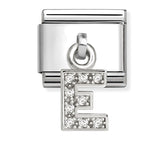 Nomination Composable Classic Link 331818/05 Letter E Charm with CZ in 925 Silver